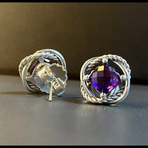 DAVID YURMAN Silver Infinity Earrings Amethyst - Picture 2 of 3